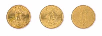 null ETATS UNIS

Lot de 3 pièces en or de 20 Dollars.

Liberty, 1908 (x2) - 1914...