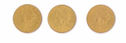 null ETATS UNIS

Lot de 3 pièces en or de 20 Dollars.

Profil Liberty, 1873 (x1)...