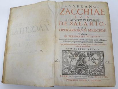 ZACCHIUS (Lanfranci) 

Tractatus de Salario seu Operariorum Mercede.

Rome, N. Tinassi,...