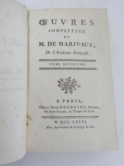 MARIVAUX (Pierre Carlet de Chamblain de) 

Oeuvres complètes. 

Paris, Chez la Veuve...
