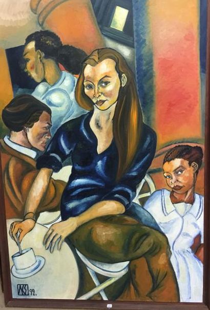 Alexis STRELITZ 

La Vierge et l'Enfant. 1992.

Huile sur toile.

Monogrammée et...