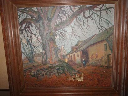 A. HARDY 

Cour de ferme en hiver.

Huile sur toile.

Signée en bas à droite.

Accidents...