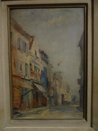 Gustave MADELAIN (1867-1944) 

Vieux Montmartre, rue du Mont-Cenis.

Huile sur panneau.

Signée...