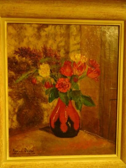 Raymond BESSE 

Vase de tulipes et d'oeillets.

Huile sur toile.

Signée en bas à...