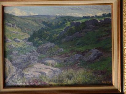 Victor KOOS (1864-1925) 

Collines aux rochers. 1904.

Huile sur toile.

Signée et...