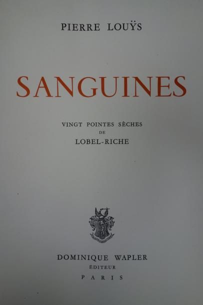 LOUYS (Pierre) 

Sanguines.

23 pointes sèches de LOBEL-RICHE. Paris, Wapler, 1945...