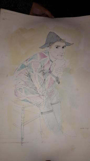 Michel Ciry (1919) 

Arlequin assis.

Lithographie réhaussée.

50 x 37 cm.