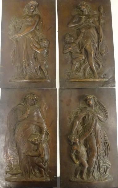 D'après Jean-Baptiste GERMAIN (1841-1910) 

Les quatre saisons. 

Quatre bas-reliefs...