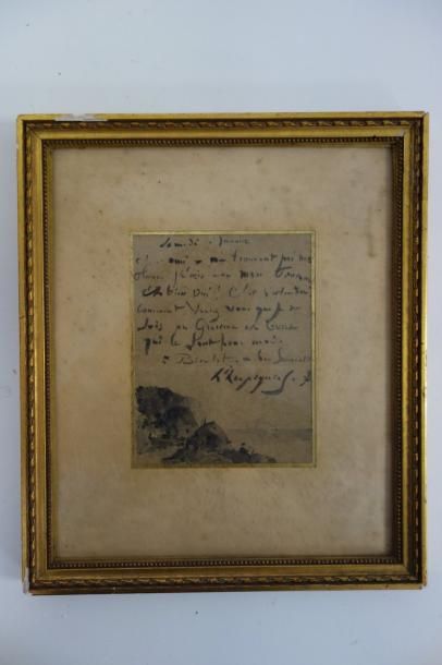Henri Joseph HARPIGNIÈS (1819-1916) 

Lettre autographe avec dessin de paysage côtier...