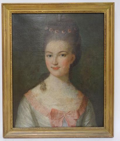 École FRANÇAISE de la fin du XVIIIème siècle 

Portrait de jeune femme en buste,...
