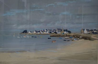 Jacques COQUILLAY (1935) 

Bretagne, marée basse. 

Pastel sur papier. 

Signé en...