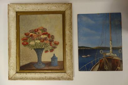 Maurice BONNIN (1911-1993) 

Lot de deux tableaux comprenant :

- Bouquet de fleurs

Huile...