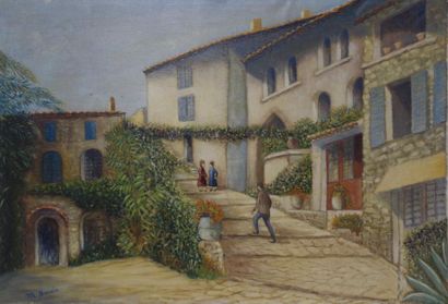 Maurice BONNIN (1911-1993) 

Rue de village, 1959.

Huile sur toile.

Signée en bas...