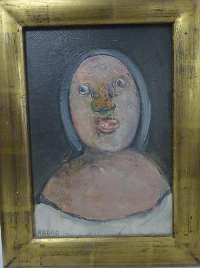 Abraham HADAD (1937) 

Jeune femme au décolleté. 

Huile sur toile. 

Signée en bas...