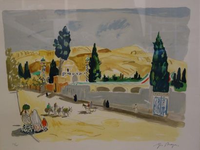 Yves BRAYER (1907-1990) 

Village marocain. 

Lithographie en couleurs sur papier....