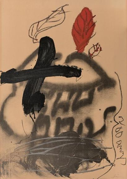 ANTONI TAPIES (1923-2012) 

Composition.

Lithographie sur papier.

Signée en bas...