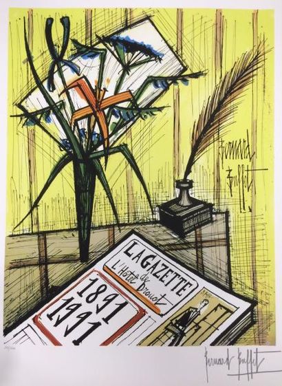 Bernard BUFFET (1928-1999) 

Le centenaire de la Gazette Drouot. 

Impression offset...