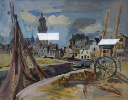 André PLANSON (1898-1981) 

Le port du Croisic, 1951. 

Gouache sur papier. 

Signée,...