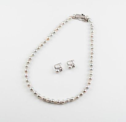 null Lot en or gris (800) comprenant : 

- un collier de perles de culture blanc-gris....