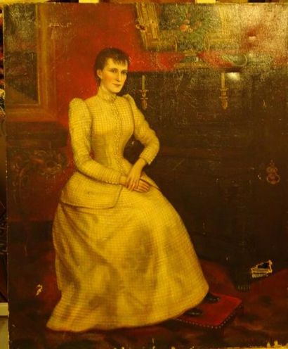 CHEVAILLIER 

Portrait de femme assise devant un piano.

Huile sur toile.

Signée...
