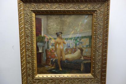 Gustave CHARPENTIER BOSIO (XIX-XX) 

Femmes nues dans un intérieur. 

Huile sur toile....