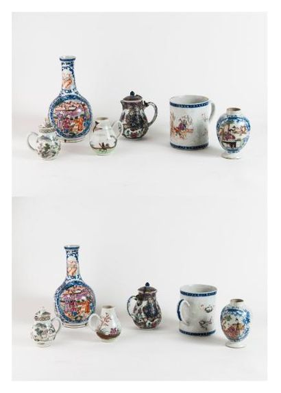 CHINE, Compagnie des Indes - Epoque QIANLONG (1736 - 1795) 
- Petit vase sur piédouche...