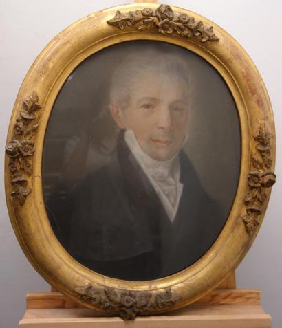 École de la première moitié du XIXème siècle 

Portrait d'homme en redingote.

Pastel...