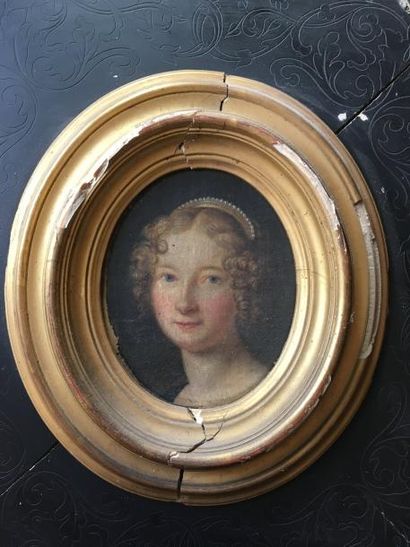Ecole FRANCAISE du début du XIXème siècle 

Portrait de jeune femme en buste au diadème...
