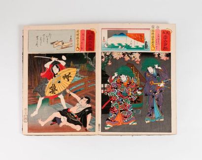 JAPON 

Album contenant environ 95 planches en couleurs par Kunisada et Toyokuni...