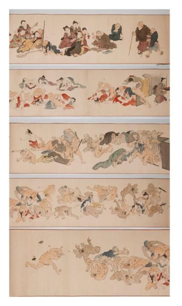 JAPON 

Shunga.

Rouleau peint.

Fin du XIXème - début du XXème siècle.

Dans sa...