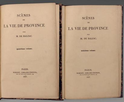 BALZAC (Honoré de) Scènes de la vie de province. 3ème et 4ème volume. Études de moeurs...