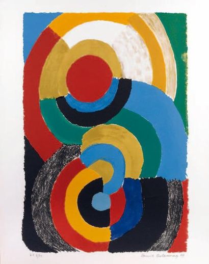 Sonia DELAUNAY (1885-1979) Composition cercles, 1969. 56 x 39 cm. Lithographie imprimée...
