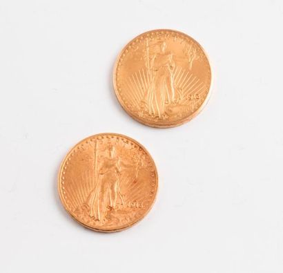null ETATS UNIS

Deux pièces de 20 dollars or "Saint-Gaudens" 1913. 

Poids : 67...