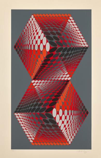 Victor VASARELY (1906-1997) Composition.
Sérigraphie en couleurs sur papier.
Épreuve...