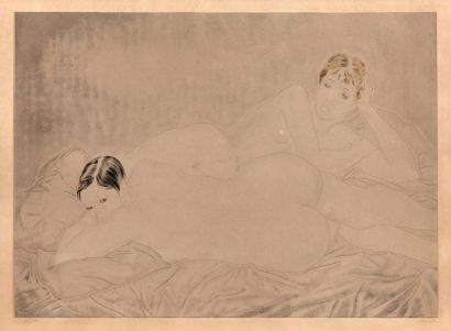 Leonard Tsuguharu FOUJITA (1886-1968) Les deux amies. 1930.
Eau-forte et aquatinte...