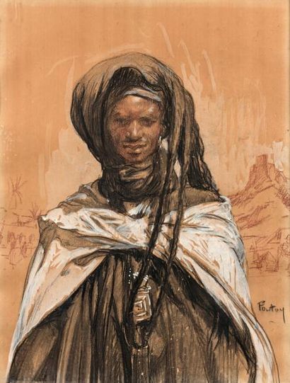 Henri PONTOY (1888-1968) Le touareg, Maroc.
Crayon, encre de Chine, encre brune et...