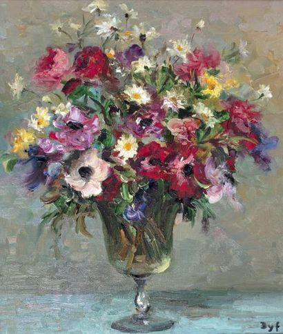 MARCEL DYF (1899-1985) Bouquet d'anémones et marguerites.
Huile sur toile.
Signée...