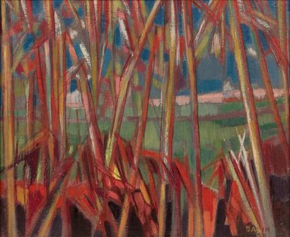 SALIM (1908-2008) Paysage aux arbres, 1937.
Huile sur toile.
Signée et datée en bas...