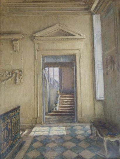 Eugène DELAPORTE (1914) 

"L'escalier du petit trianon", 1935.

Pastel sur papier....