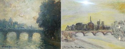 Mério AMEGLIO (1897-1970) 

Paris front de Seine. 

Huile sur toile.

Signée en bas...