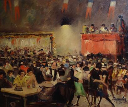 Edouard FEBVRE (1885-1967) 

Bal du 14 Juillet. Circa 1925. 

Huile sur toile. 

Signée...