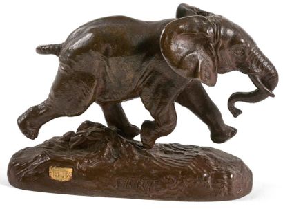 D'après Antoine-Louis BARYE (1796-1875) 
Eléphant du Sénégal.
Epreuve en bronze à...