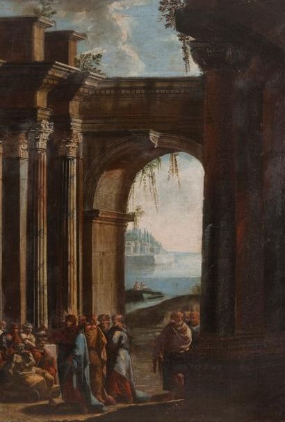 Attribué à Nicolo CODAZZI (1642-1693) 
Le Christ à la piscine probatique.
Huile sur...