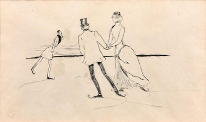 Henri de TOULOUSE-LAUTREC (1864-1901) 
Les Patineurs, circa 1883.
Plume et encre...