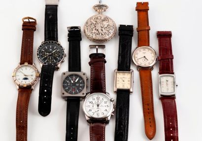 null Lot de 7 montres bracelet d'homme diverses dont LIP (x2), Emerich MERRSON, N.W.,...