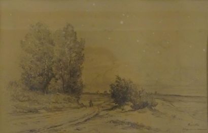 Edouard Michel F. HAMMAN (1850-?) 

Clairière animée, Réville. 

Dessin au crayon...