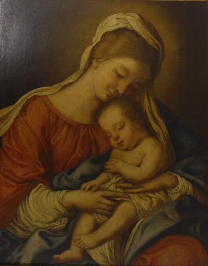 D'après Giovanni Battista SALVI (1609-1685) dit Il SASSOFERRATO 

Vierge à l'Enfant...