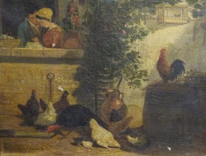 Franco Paolo PALIZZI (1825-1871) 

Scène de basse-cour. 

Huile sur toile. 

Signée...