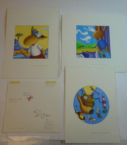 Philippe BERTRAND (1949-2010) 

Quatre illustrations originales pour un livre d'enfant.

Pastel...