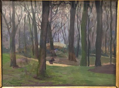 Élie Anatole PAVIL (1873-1948) 

Le parc Monceau, circa 1900-07.

Huile sur toile.

Signée...